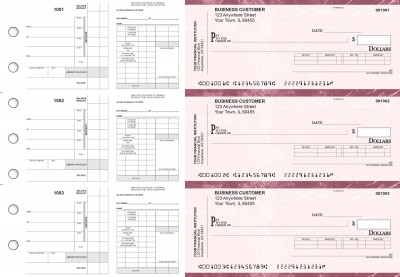 Burgundy Marble Payroll Invoice Business Checks | BU3-7BMA01-PIN
