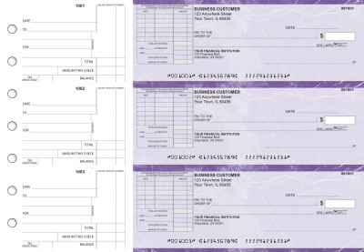 Purple Marble Standard Itemized Invoice Business Checks | BU3-UMA01-SII