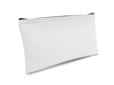 White Zipper Bank Bag, 5.5" X 10.5" | CUR-008