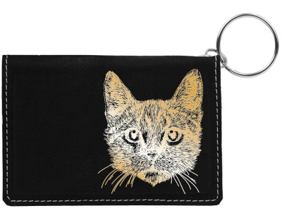 Tabby Cat Engraved Leather Keychain Wallet | KLE-00002