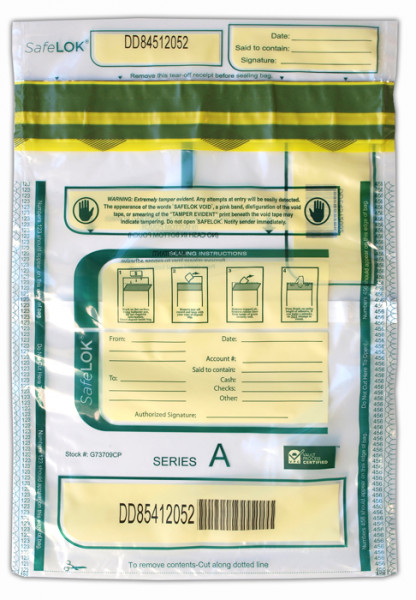 Clear SafeLok Deposit Bag with Pocket, 9'' X 12''  | BAG-28
