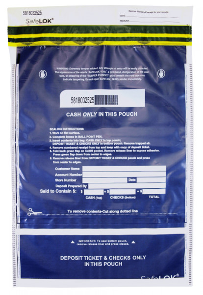 Clear Vertical Twin SafeLok Deposit Bag, 14'' X 20'' | BAG-35