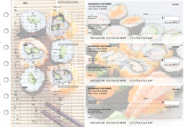 Japanese Cuisine Multi-Purpose Hourly Voucher Business Checks | BU3-7CDS06-MPH