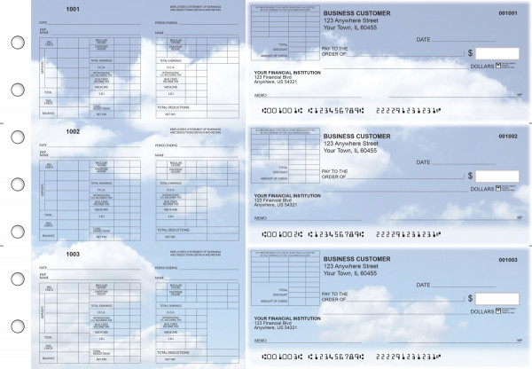 Clouds Multi-Purpose Corner Voucher Business Checks | BU3-7CDS21-MPV