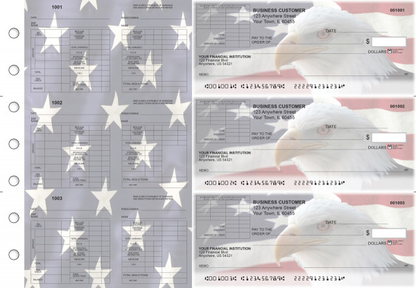 American Flag Multi-Purpose Corner Voucher Business Checks | BU3-7CDS32-MPV