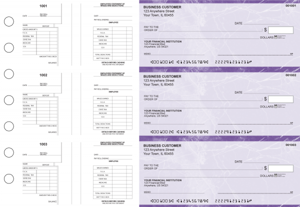 Purple Marble Multi-Purpose Salary Voucher Business Checks | BU3-7UMA01-MPS