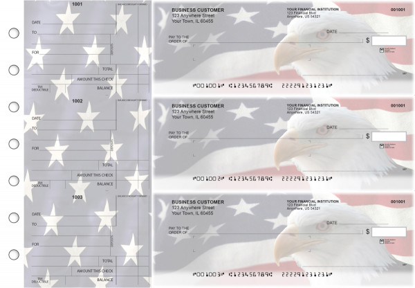 American Flag Standard Mailer Business Checks | BU3-CDS32-SML