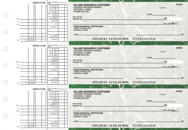 Green Marble Multi Purpose Business Checks | BU3-GMA01-DEP
