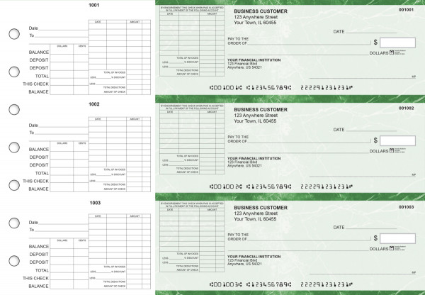 Green Marble General Itemized Invoice Business Checks | BU3-GMA01-GII