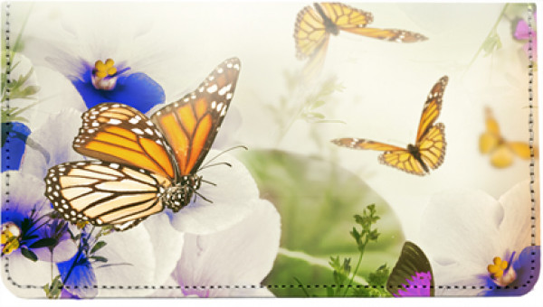 Spring Time Butterflies Leather Checkbook Cover | CDP-NAT80