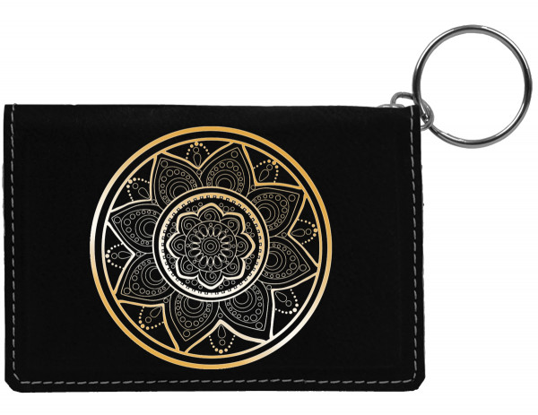 Mandala Engraved Leather Keychain Wallet | KLE-00017