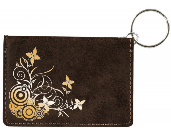 Creeping from the Corner Engraved Leather Keychain Wallet | KLE-FLO76