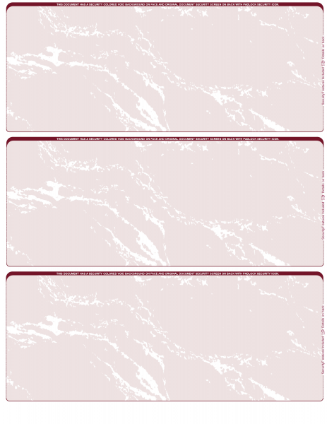 Burgundy Marble Blank 3 Per Page Laser Checks | L3C-BLA-UM